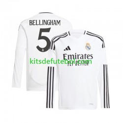 Camisola Real Madrid Branco Jude Bellingham 5 Homem Equipamento principal 2024-2025 Mangas Compridas