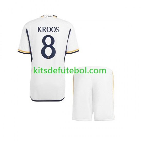 Camisola Real Madrid Kroos 8 Criança Equipamento principal 2023-2024 Mangas Curtas