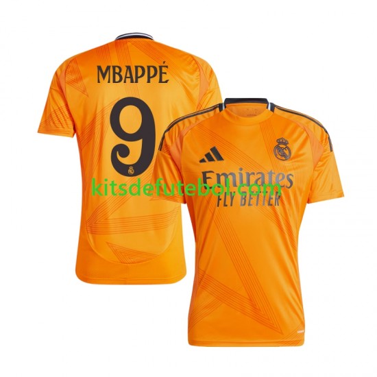 Camisola Real Madrid Kylian Mbappe 9 Homem Equipamento alternativo 2024-2025 Mangas Curtas
