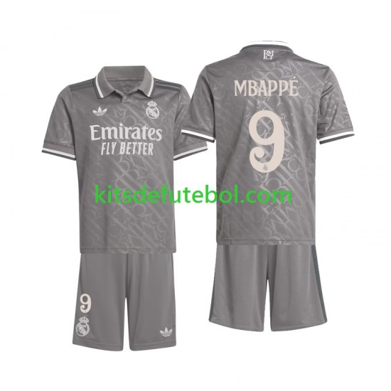 Camisola Real Madrid Kylian Mbappe 9 Criança Terceiro equipamento 2024-2025 Mangas Curtas