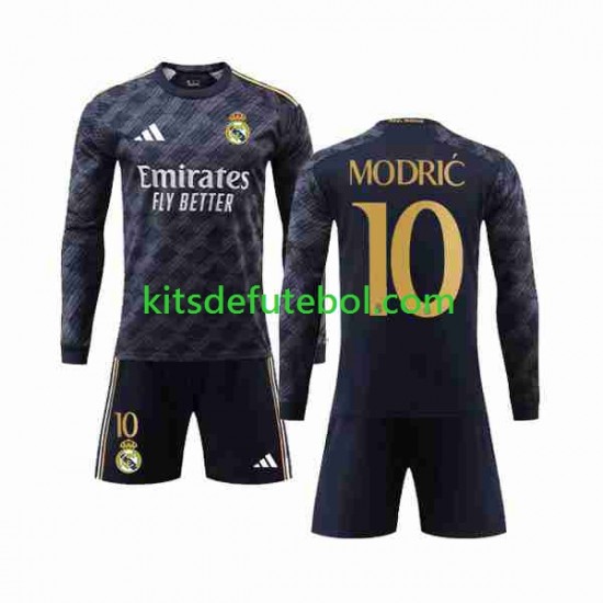 Camisola Real Madrid Luka Modric 10 Criança Equipamento alternativo 2023-2024 Mangas Compridas