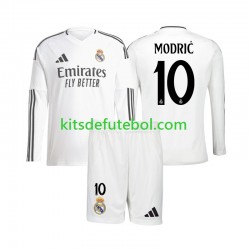 Camisola Real Madrid Luka Modric 10 Criança Equipamento principal 2024-2025 Mangas Compridas