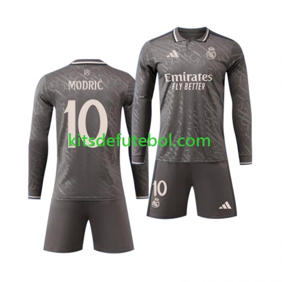 Camisola Real Madrid Luka Modric 10 Criança Terceiro equipamento 2024-2025 Mangas Compridas
