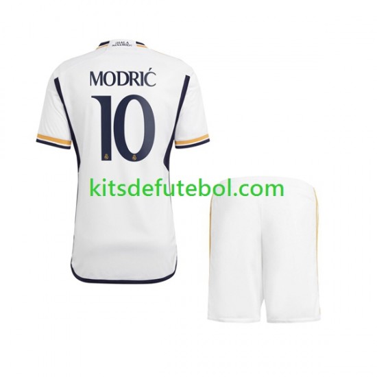 Camisola Real Madrid Modric 10 Criança Equipamento principal 2023-2024 Mangas Curtas