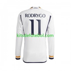 Camisola Real Madrid Rodrygo Goes 11 Homem Equipamento principal 2023-2024 Mangas Compridas