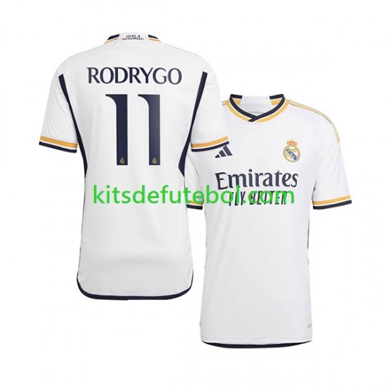 Camisola Real Madrid Rodrygo Goes 11 Homem Equipamento principal 2023-2024 Mangas Curtas
