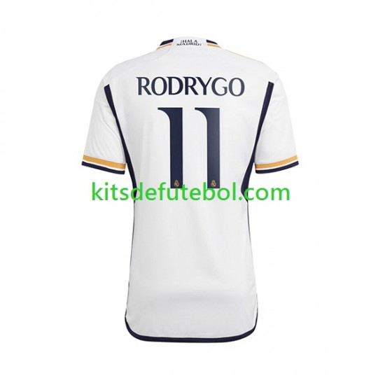 Camisola Real Madrid Rodrygo Goes 11 Homem Equipamento principal 2023-2024 Mangas Curtas
