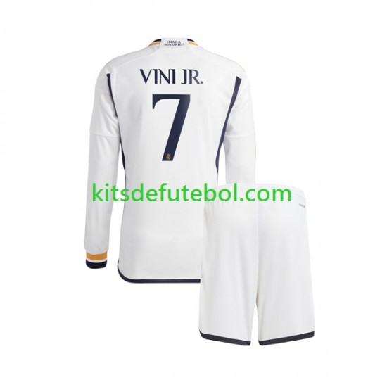 Camisola Real Madrid Vinicius Junior 7 Criança Equipamento principal 2023-2024 Mangas Compridas