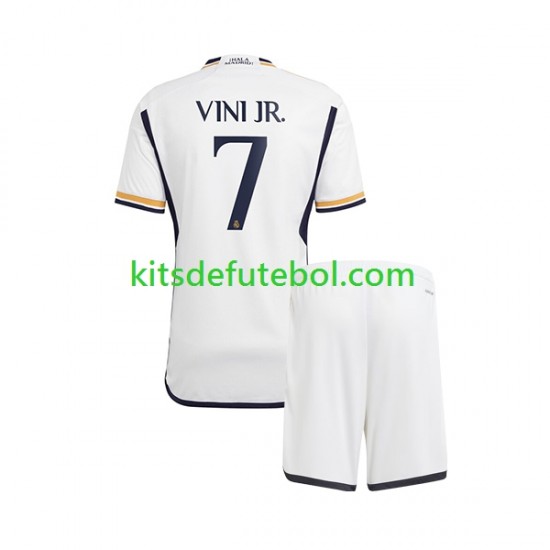 Camisola Real Madrid Vinicius Junior 7 Criança Equipamento principal 2023-2024 Mangas Curtas