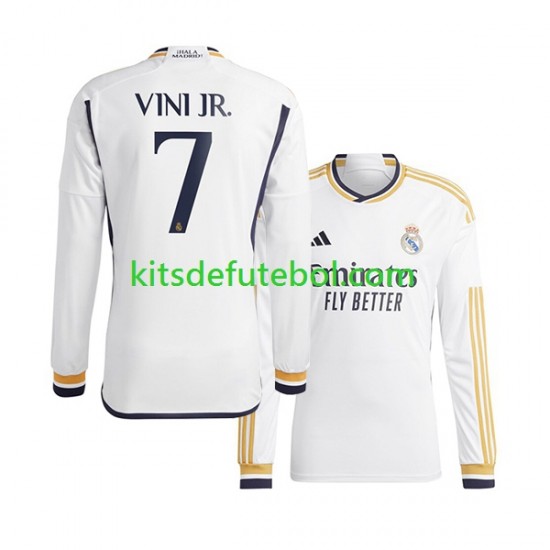 Camisola Real Madrid Vinicius Junior 7 Homem Equipamento principal 2023-2024 Mangas Compridas