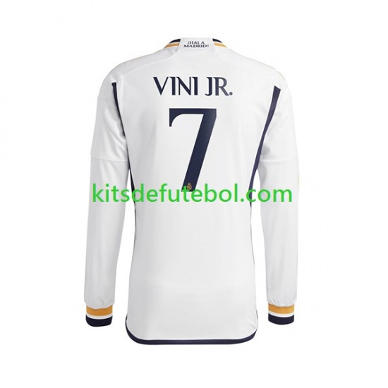 Camisola Real Madrid Vinicius Junior 7 Homem Equipamento principal 2023-2024 Mangas Compridas