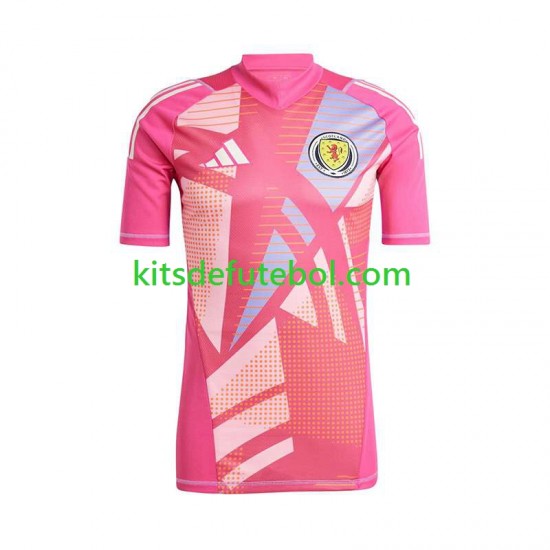 Camisola de Guarda-redes Seleção da Escocesa Cor-de-rosa Homem Terceiro equipamento Europeu 2024 Mangas Curtas