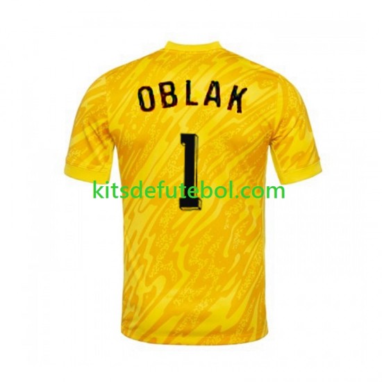 Camisola de Guarda-redes Seleção da Eslovena Amarelo Jan Oblak 1 Homem Equipamento principal Europeu 2024 Mangas Curtas