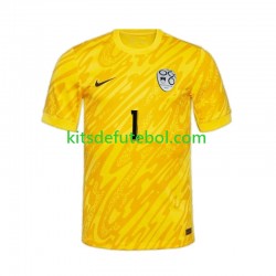 Camisola de Guarda-redes Seleção da Eslovena Amarelo Jan Oblak 1 Homem Equipamento principal Europeu 2024 Mangas Curtas