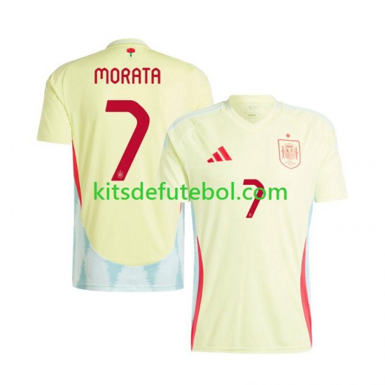 Camisola Seleção da Espanhola Alvaro Morata 7 Homem Equipamento alternativo Europeu 2024 Mangas Curtas