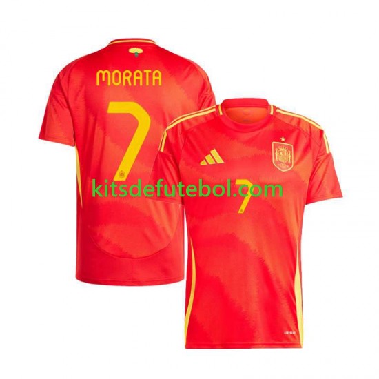 Camisola Seleção da Espanhola Alvaro Morata 7 Homem Equipamento principal Europeu 2024 Mangas Curtas