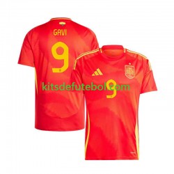 Camisola Seleção da Espanhola Gavi 9 Homem Equipamento principal Europeu 2024 Mangas Curtas