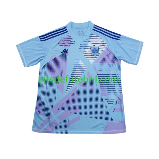 Camisola de Guarda-redes Seleção da Espanhola Azul Homem Equipamento alternativo Europeu 2024 Mangas Curtas