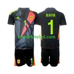 Camisola de Guarda-redes Seleção da Espanhola David Raya 1 Criança Equipamento alternativo Europeu 2024 Mangas Curtas