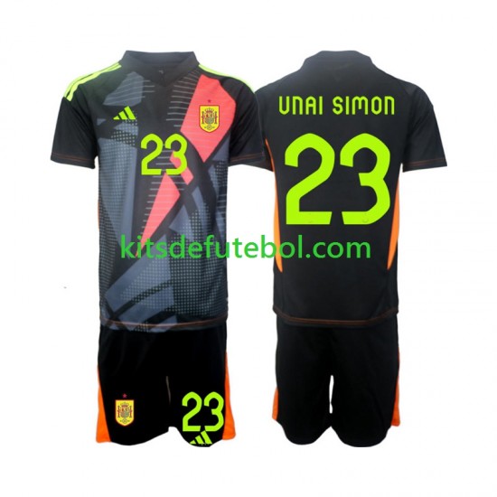 Camisola de Guarda-redes Seleção da Espanhola Unai Simon 23 Criança Equipamento alternativo Europeu 2024 Mangas Curtas