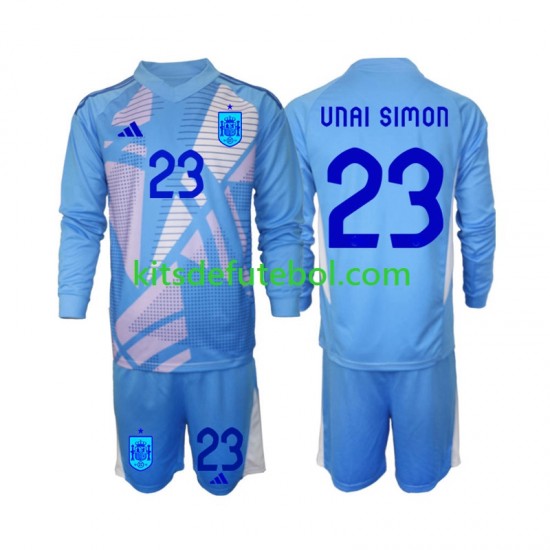 Camisola de Guarda-redes Seleção da Espanhola Unai Simon 23 Criança Equipamento principal Europeu 2024 Mangas Compridas