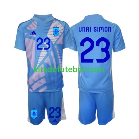 Camisola de Guarda-redes Seleção da Espanhola Unai Simon 23 Criança Equipamento principal Europeu 2024 Mangas Curtas