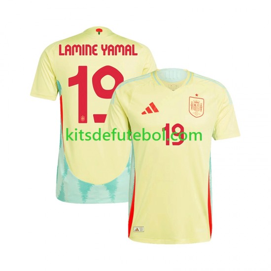 Camisola Seleção da Espanhola LAMINE YAMAL 19 Homem Equipamento alternativo Europeu 2024 Mangas Curtas