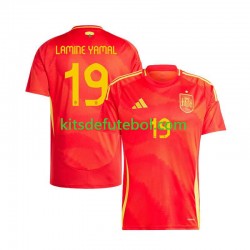 Camisola Seleção da Espanhola Lamine Yamal 19 Homem Equipamento principal Europeu 2024 Mangas Curtas