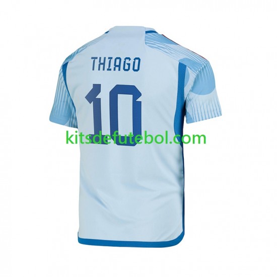 Camisola Seleção da Espanhola Thiago 10 Homem Equipamento alternativo Mundial 2022 Mangas Curtas