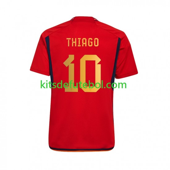 Camisola Seleção da Espanhola Thiago 10 Homem Equipamento principal Mundial 2022 Mangas Curtas
