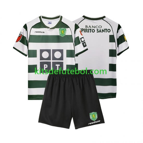 Camisola Retrô Sporting CP Criança Equipamento principal 2001 2003 Mangas Curtas
