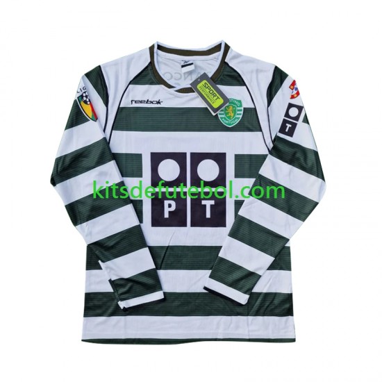 Camisola Retrô Sporting CP Homem Equipamento principal 2001 2003 Mangas Compridas