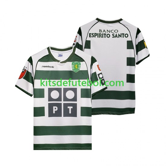 Camisola Retrô Sporting CP Homem Equipamento principal 2001 2003 Mangas Curtas
