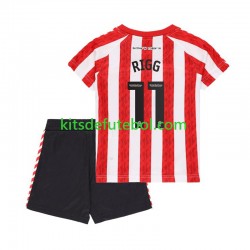 Camisola Sunderland Chris Rigg 11 Criança Equipamento principal 2024-2025 Mangas Curtas