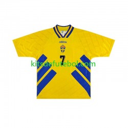 Camisola Retrô Seleção da Sueca Henrik Larsson 7 Homem Equipamento principal 1994 Mangas Curtas