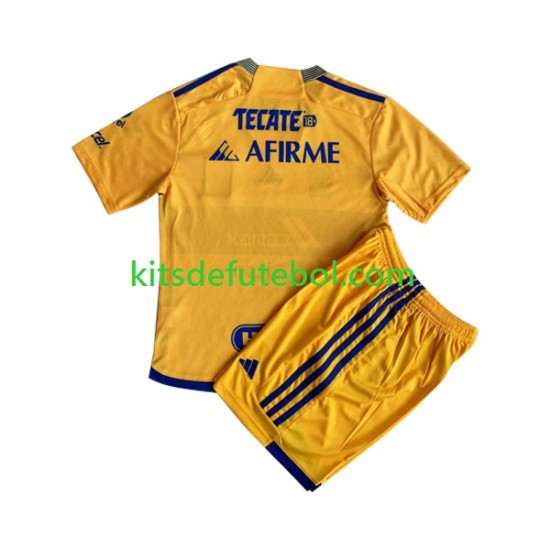 Camisola Tigres UANL Criança Equipamento principal 2023-2024 Mangas Curtas