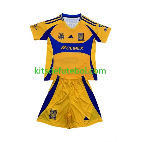 Camisola Tigres UANL Criança Equipamento principal 2024-2025 Mangas Curtas