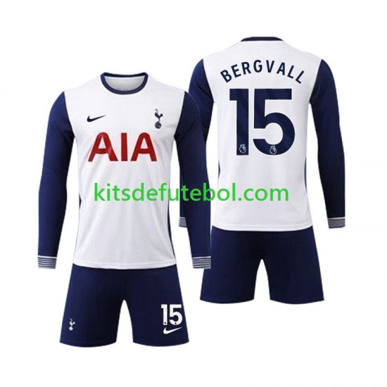 Camisola Tottenham Spurs Bergvall 15 Criança Equipamento principal 2024-2025 Mangas Compridas