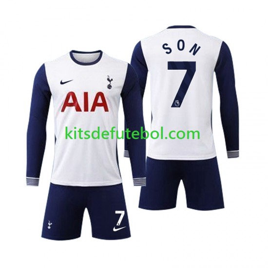 Camisola Tottenham Spurs Son 7 Criança Equipamento principal 2024-2025 Mangas Compridas