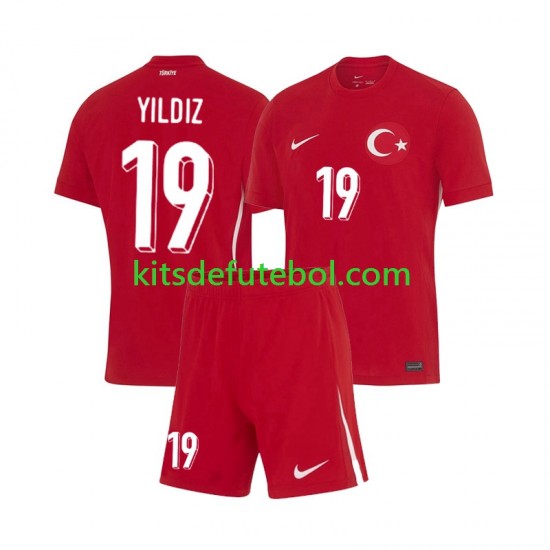 Camisola Seleção da Turca Kenan Yıldız 19 Criança Equipamento alternativo Europeu 2024 Mangas Curtas