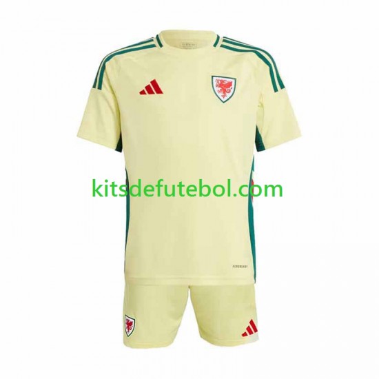 Camisola Seleção da Galesa Criança Equipamento alternativo 2024 Mangas Curtas