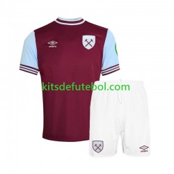 Camisola West Ham United Criança Equipamento principal 2024-2025 Mangas Curtas