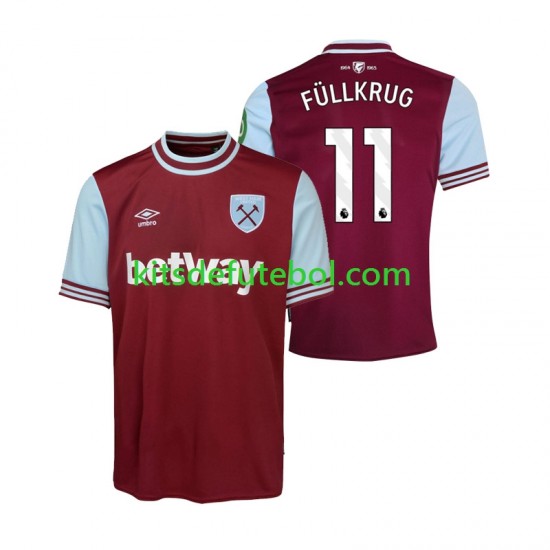 Camisola West Ham United FULLKRUG 11 Homem Equipamento principal 2024-2025 Mangas Curtas