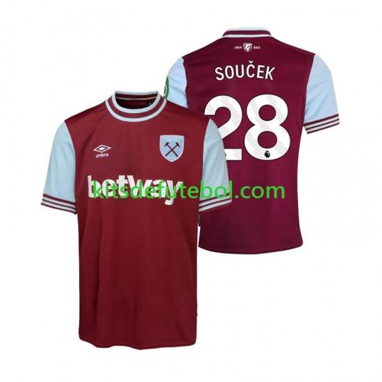 Camisola West Ham United SOUCEK 28 Homem Equipamento principal 2024-2025 Mangas Curtas