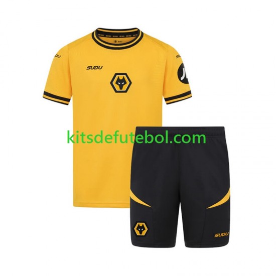Camisola Wolverhampton Wanderers Criança Equipamento principal 2024-2025 Mangas Curtas