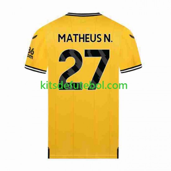 Camisola Wolverhampton Wanderers Matheus Nunes 27 Homem Equipamento principal 2023-2024 Mangas Curtas