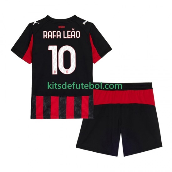 Camisola AC Milan Rafael Leao 10 Criança Equipamento principal 2025-2026 Mangas Curtas