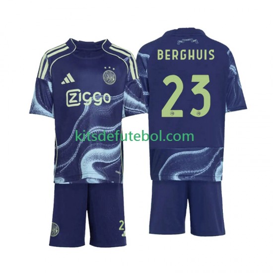 Camisola AFC Ajax Steven Berghuis 23 Criança Equipamento alternativo 2025-2026 Mangas Curtas