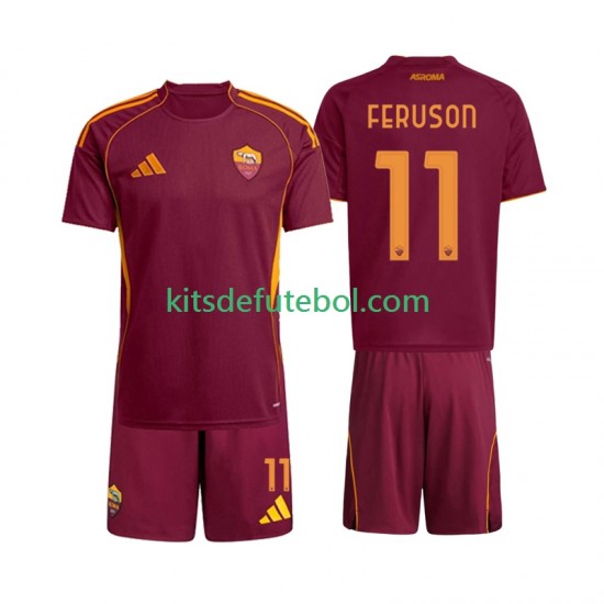 Camisola AS Roma Evan Ferguson 11 Criança Equipamento principal 2025-2026 Mangas Curtas