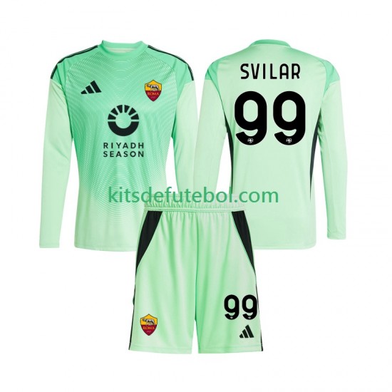 Camisola de Guarda-redes AS Roma Mile Svilar 99 Criança Equipamento alternativo Quarto equipamento 2025-2026 Mangas Compridas